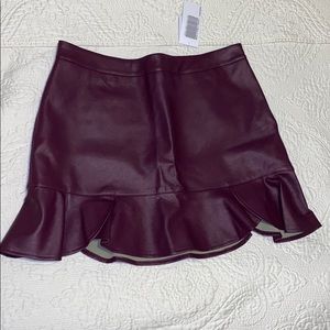 Plum faux leather mini skirt
